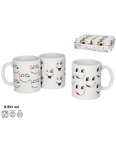 TAZA MUG GRES FUNNY FACES 330ML 3 SURTIDOS